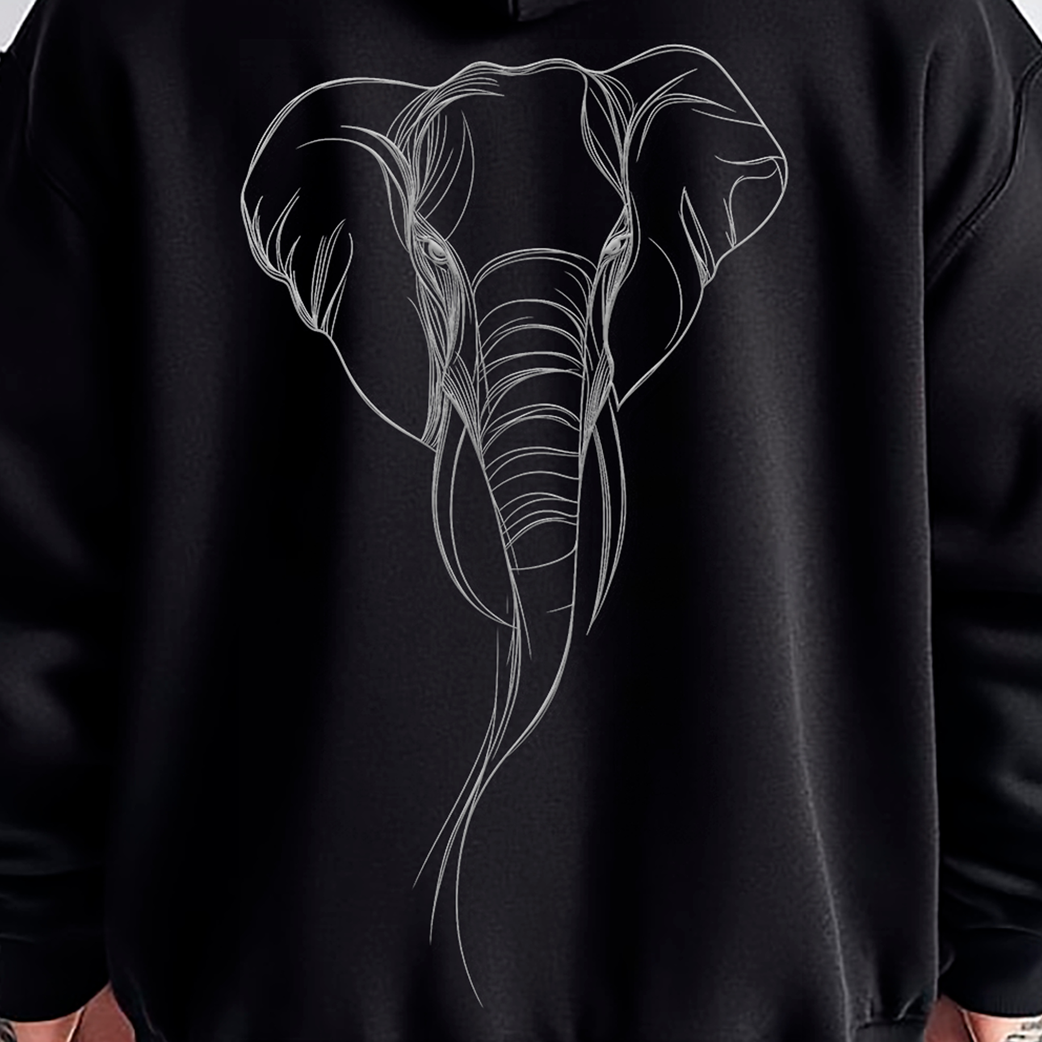 Commercial Hoodie Elephant Closeup