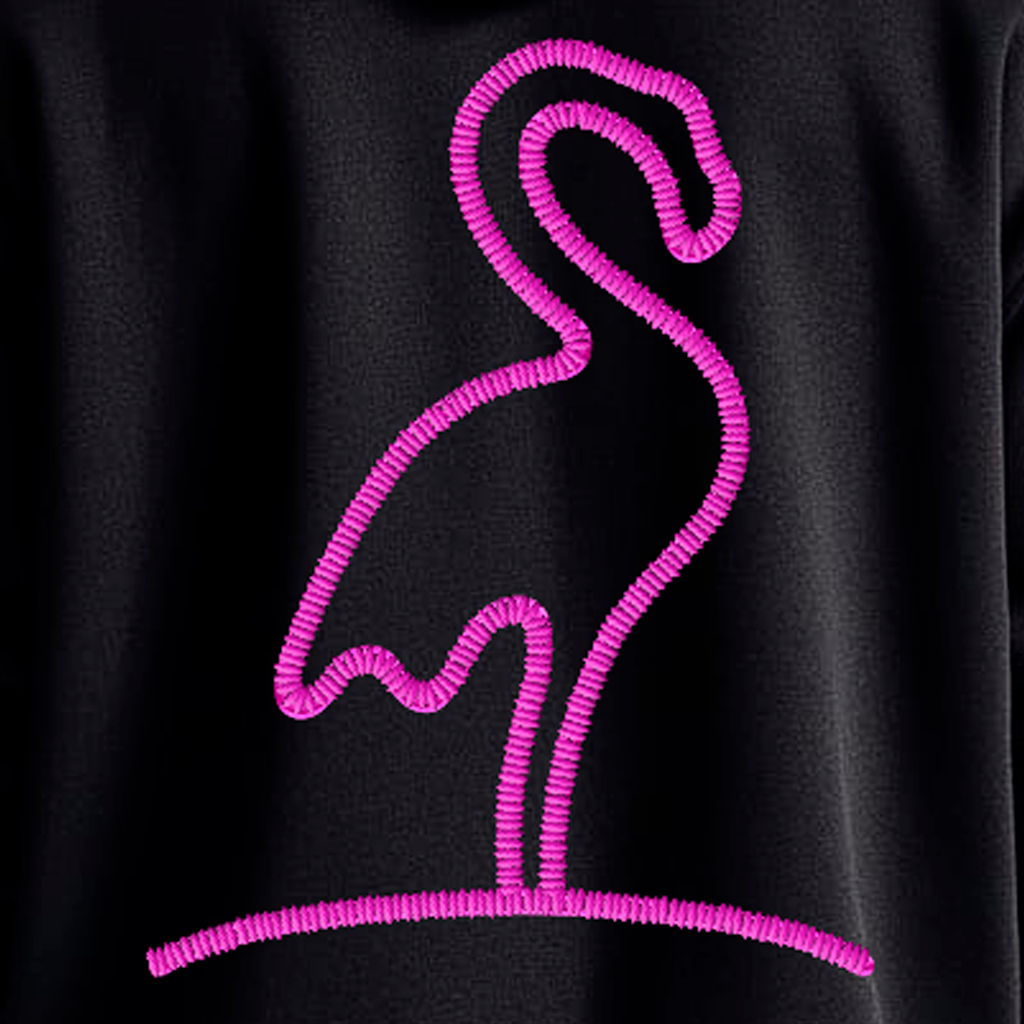 Commercial Hoodie Flamingo Closeup