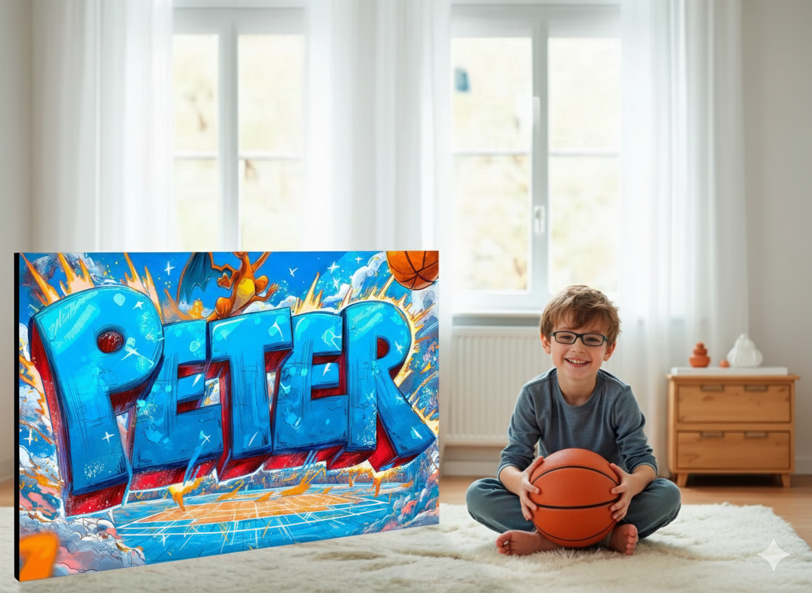 Kunst für Kinds | Bild mit Name im Graffitistyle