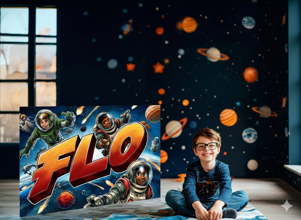 Kunst für Kinds | Bild mit Name im Graffitistyle