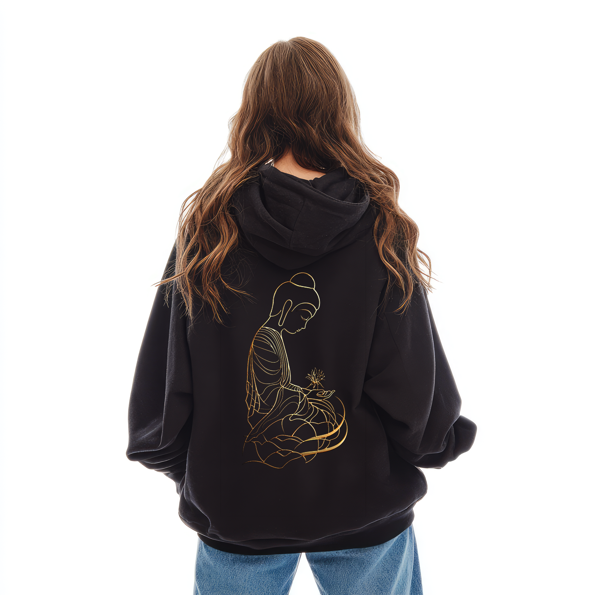Hoodie mit goldenem Buddah