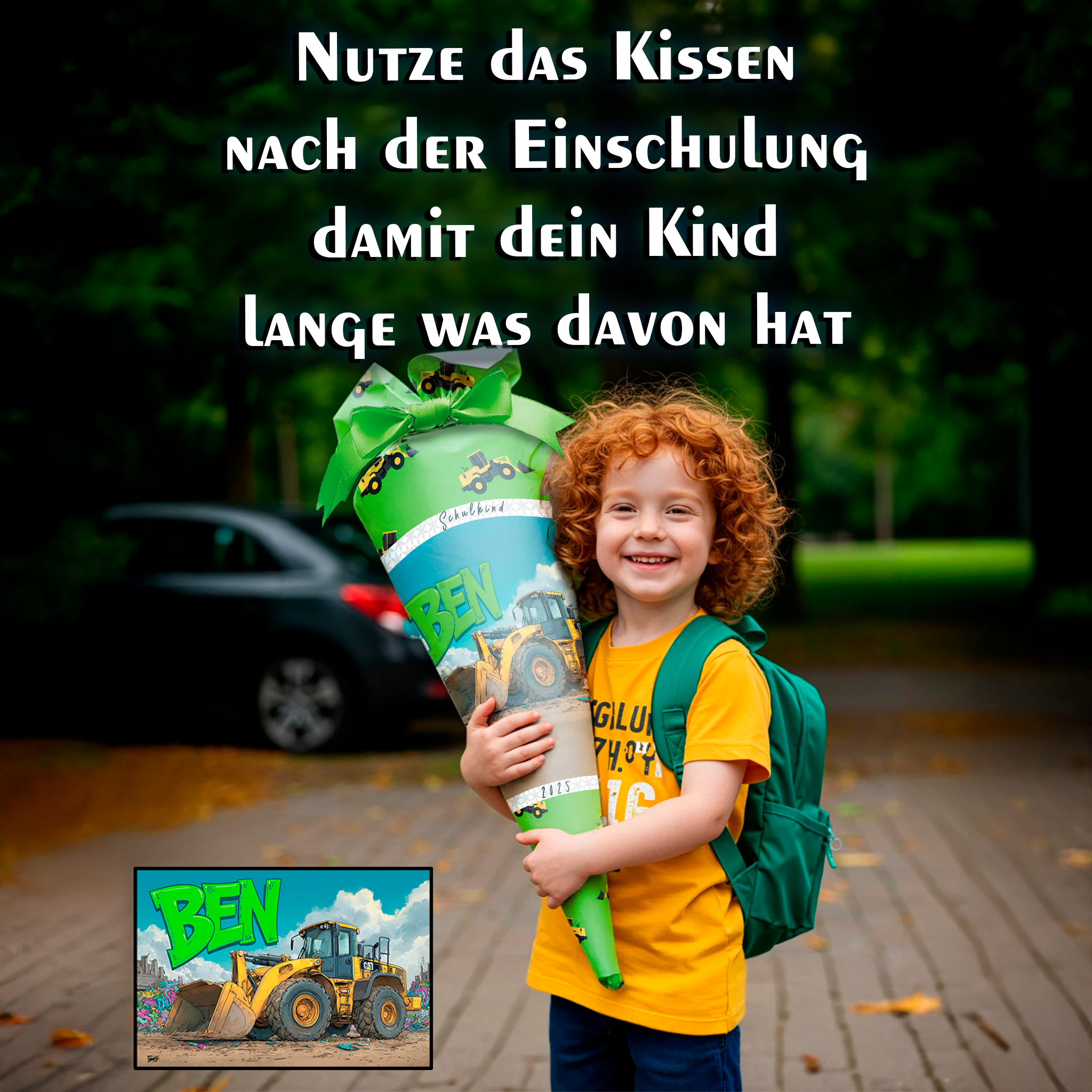 Personalisierte Schultüte Bagger