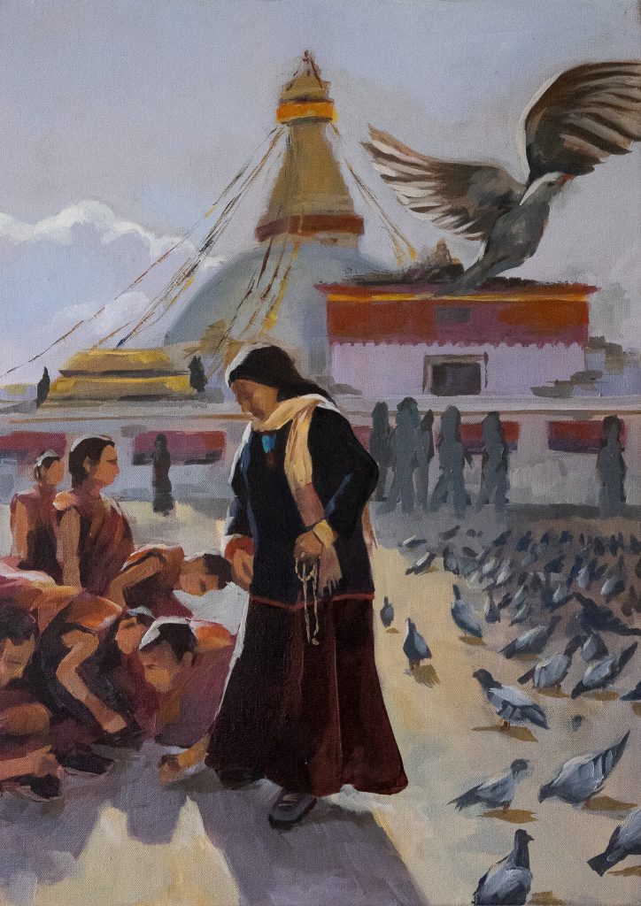 Tibetan woman at the Bodnath Stupa 