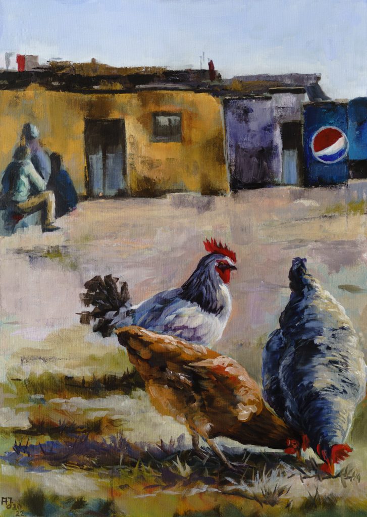 Chickens in the slum 