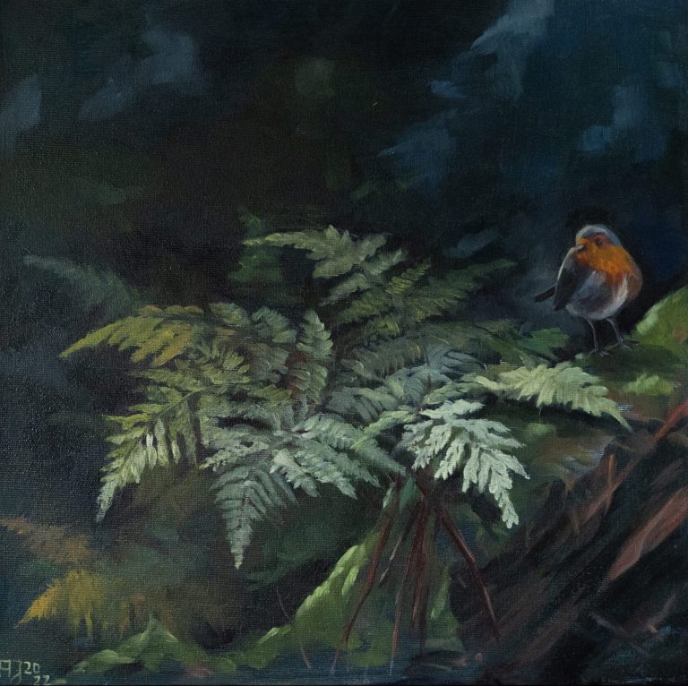 Fern with robins 